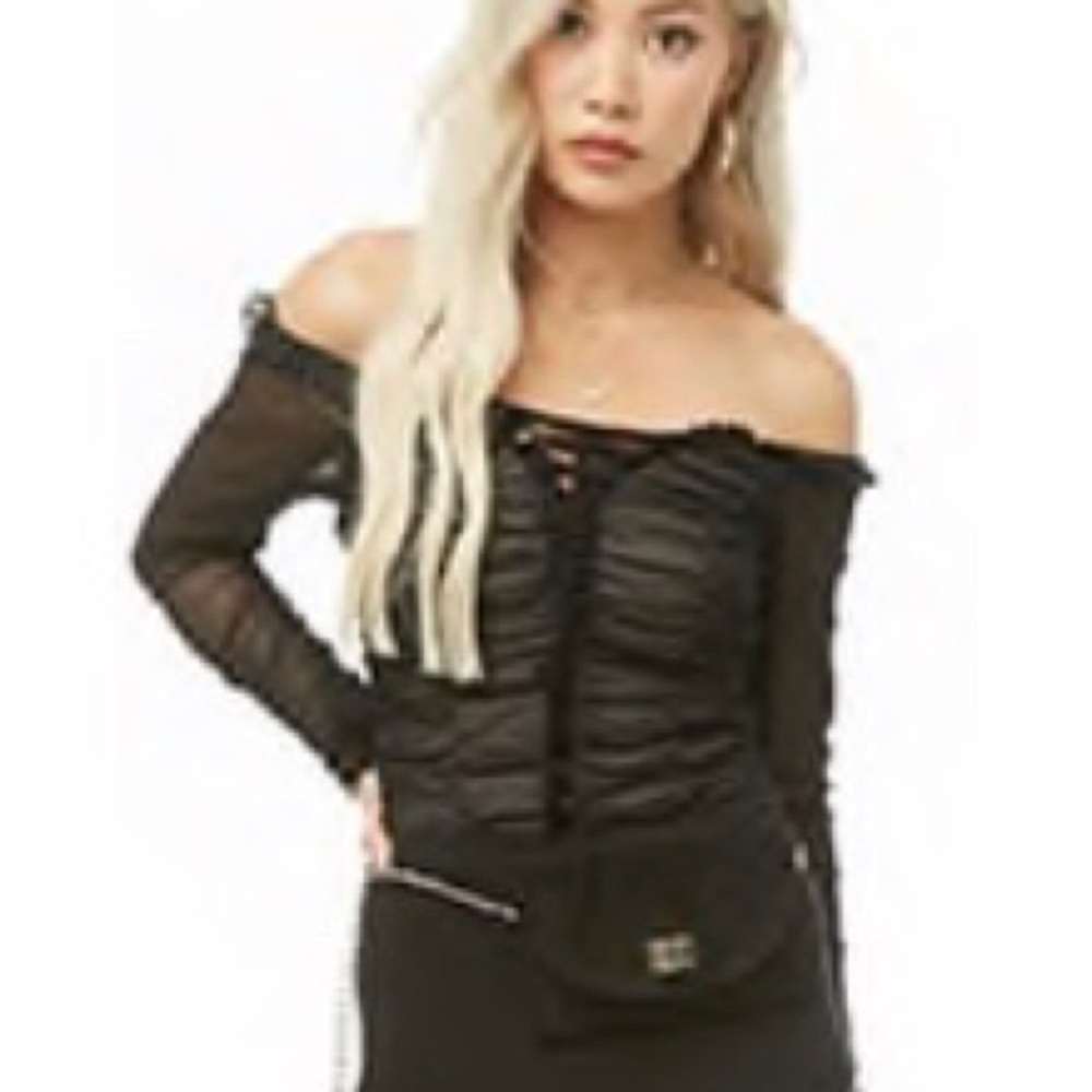 Lux LA ruched off the shoulder bodysuit size L